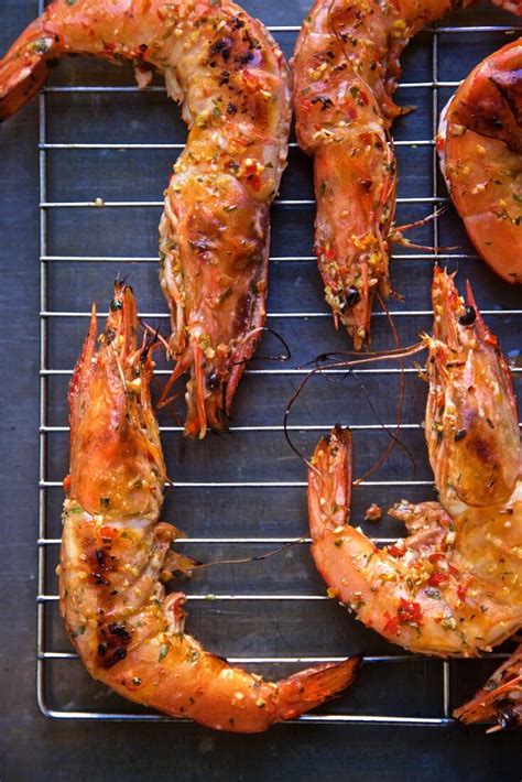 Grilled King Prawns Seasoned With Piri License Image