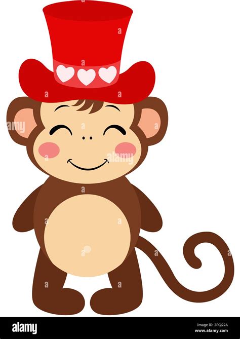 Adorable monkey with red hat Stock Photo - Alamy