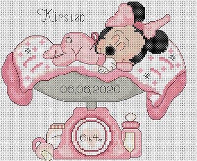 Disney Baby Minnie Mouse With Butterfly Free Cross Stitch Pattern