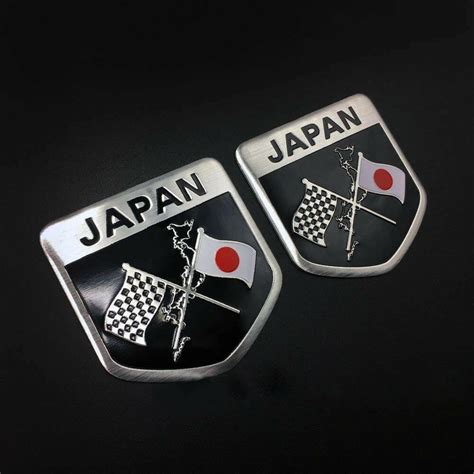 Pcs D Aluminum Alloy Japan Japanese Flag Shield Car Trunk Badge