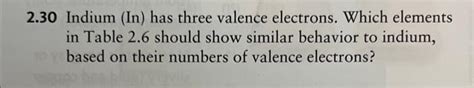 Solved 2 30 Indium In Has Three Valence Electrons Which