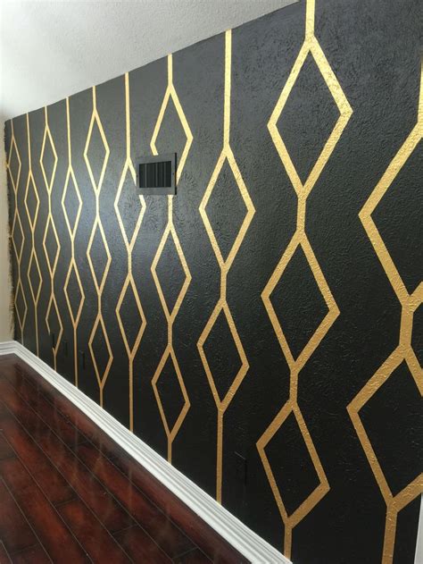 Black and gold accent wall design | Room paint designs, House wall ...