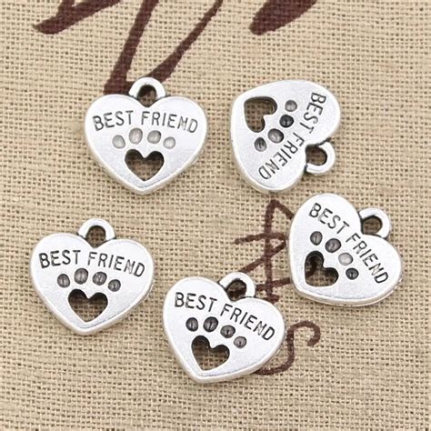 St Cke Charms Herz Beste Freund X Mm Antike Bronze Silber Farbe