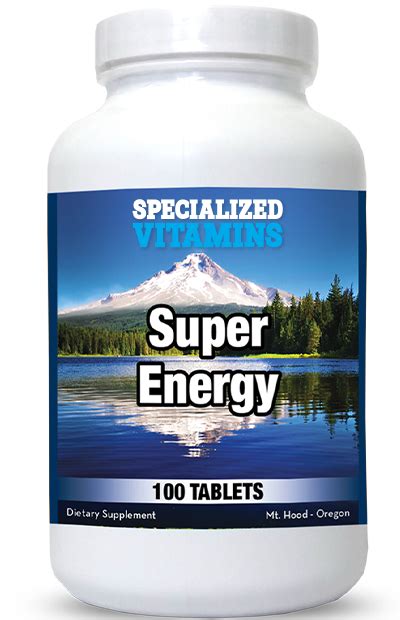 Super Energy Tablets Proprietary Formula Specialized Vitamins