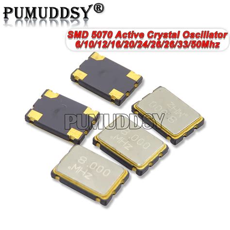 5PCS 5070 Active Crystal Oscillator SMD OSC 6Mhz 10Mhz 12Mhz 16Mhz