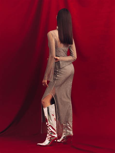 Платье-сетка макси с однотонным подкладом :: LICHI - Online fashion store