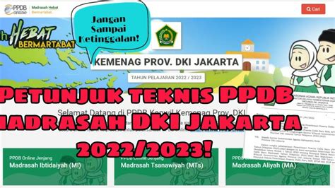 Petunjuk Teknis Ppdb Madrasah Dki Jakarta Youtube