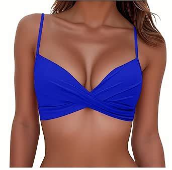 Amazon Women S Twist Front Bikini Top V Neck Push Up Sexy Swimsuit Top Underwire