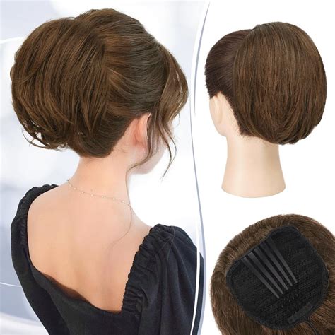 Amazon Ruwiss Real Human Hair Bun Comb Clip In Short Drawstring