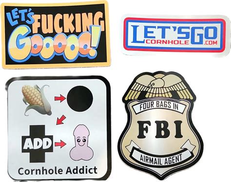 Amazon.com: Cornhole Sticker Pack 4 Unique Funny Stickers for Boards Cases carts Tool Boxes Hard ...