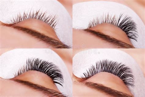 Eyelash Extension Procedure Comparison Of Female Eyes Before And After