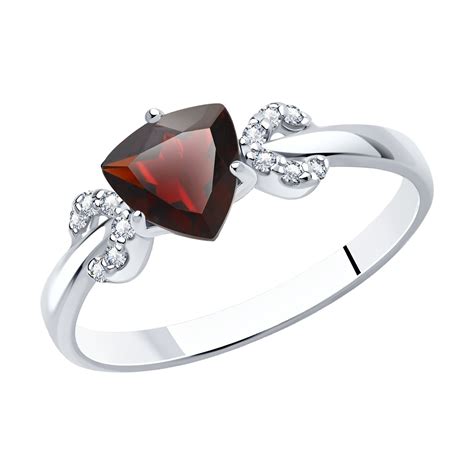 Кольцо из серебра с гранатом и фианитами SOKOLOV - купить в официальном ...