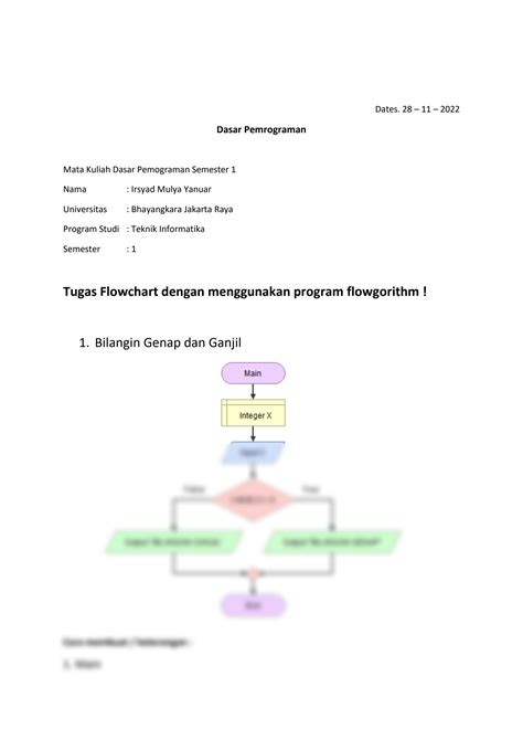 Solution Tugas Dasar Pemrograman Flowchart Bilangan Genap Dan Ganjil