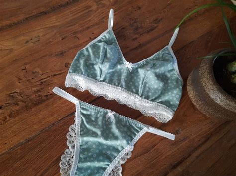 Daisy Blue Lingerie Set Blue And White Flower Bralette And Etsy