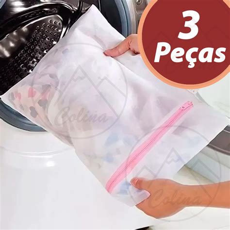 Kit Sacos X Cm Para M Quina Lavar Roupas Protetor De Tecido Delicado Roupa Ntima Lingerie