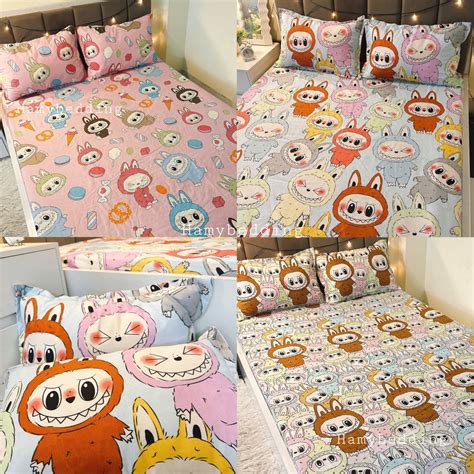 Bộ ga gối món cotton poly labubu hot hit nhiều kích thước Shopee