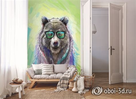 3D Фотообои «Стильный мишка» - купить в Москве, цена в Интернет ...