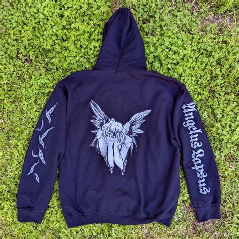 Black Fallen Angel Hoodie Back Image Milky Tomato