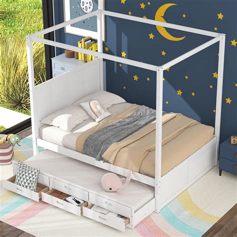 Danxee Cama con toldo de madera para tienda de campaña con construcción