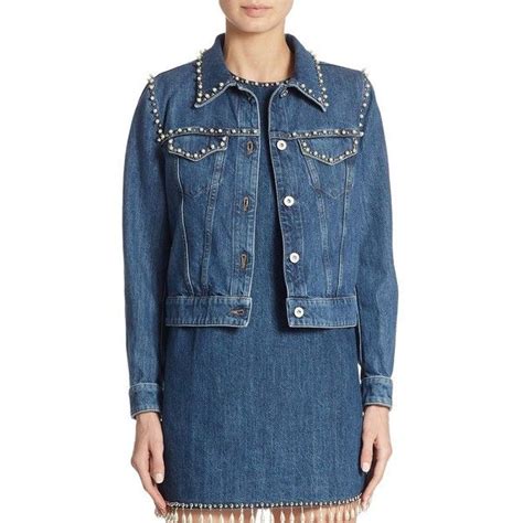 Miu Miu Embellished Denim Jacket 1176 Liked On Polyvore Featuring Outerwear Jackets Jea