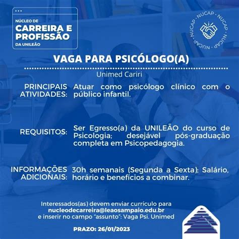 Vaga Para Psicólogo Rj - VAGA PARA PSICÓLOGO(A) Principais atividades: Atuar como psicólogo ...