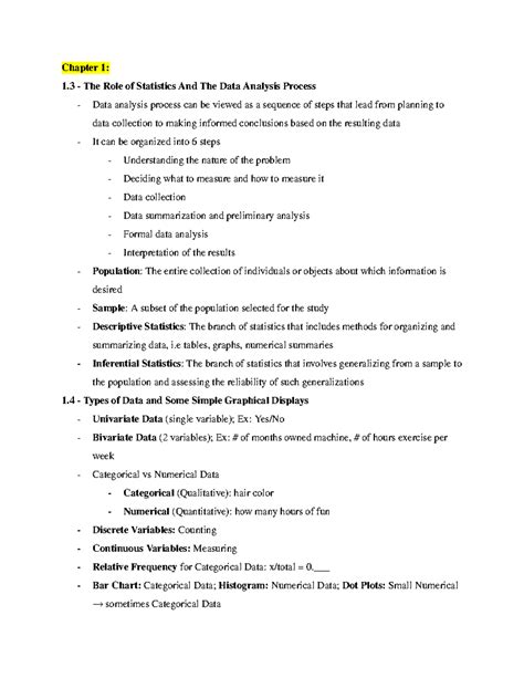AP Stats Study Guide - Chapter 1: 1 - The Role of Statistics And The