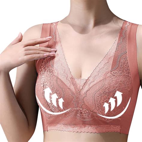 Qilakog Womens Lace Bralette Plus Size Solid Color Printed Lace Bras Gathered Lingerie Everyday
