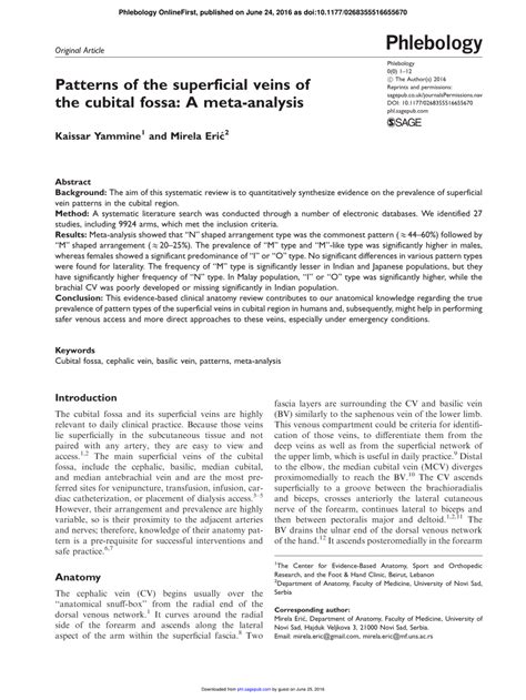 (PDF) Patterns of the superficial veins of the cubital fossa: A meta-analysis