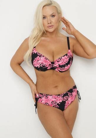 Różowe Bikini Biustonosz z Wiązaniem i Majtki Typu Figi Norettia Born be
