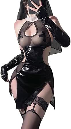 Amazon Senjiy Sexy Nun Outfit Lingerie For Women Cosplay Dress Costume Anime Devil Naughty