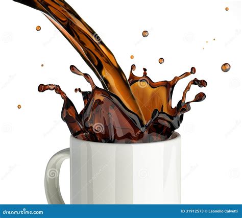 Pouring Coffee Splashing Into A Glass Mug Stock Illustration