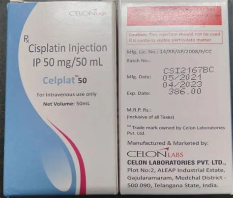 Cisplatin Mg Celon Labs Celplat Mg Injection At Box In