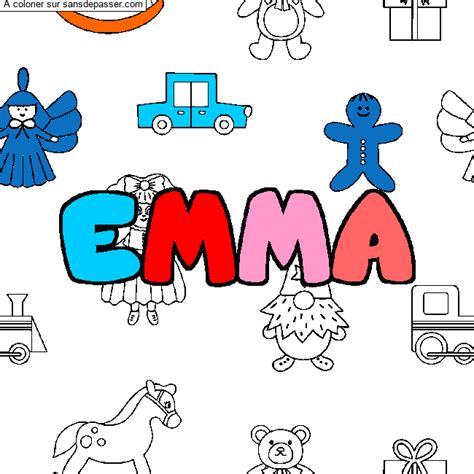 Dessin Colorié Coloriage Prénom Emma Décor Jouets Par Leana Sans