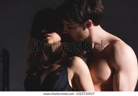 Woman Black Lingerie Shirtless Man Standing Stock Photo 1323716927 Shutterstock
