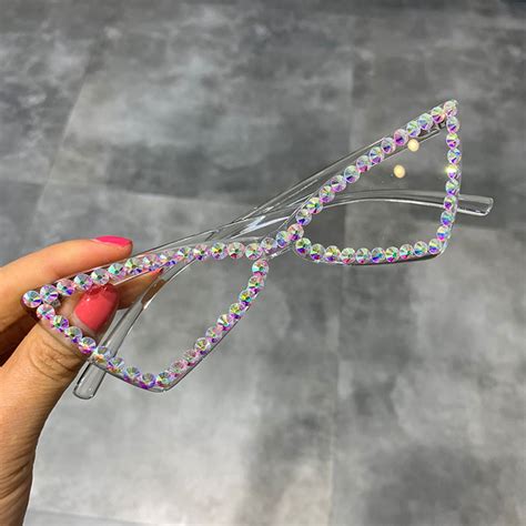 Sexy Cat Eye Sunglasses Women Rimless Vintage Rhinestone Sun Glasses