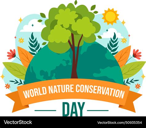 world nature conservation day  map tree vector image