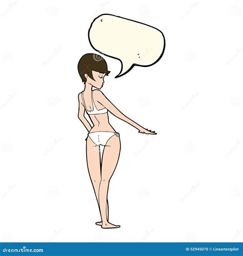 Mujer De La Historieta En Bikini Con La Burbuja Del Discurso Stock de ilustración Ilustración