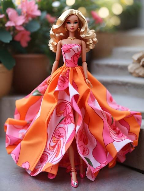 Premium AI Image Barbie Doll New Summer Dress Orange And Hot Pink