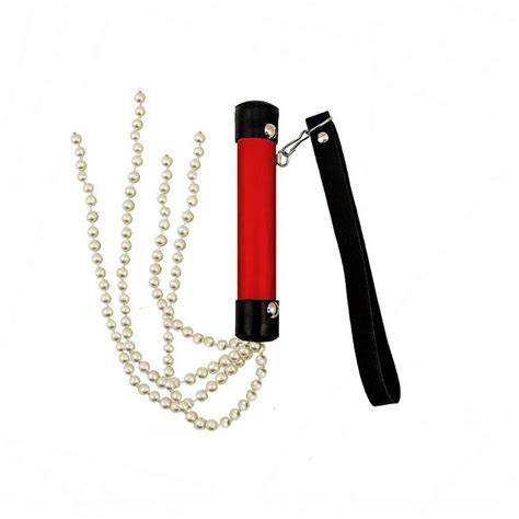 Chicote De Luxo Pérolas Cor Vermelho Loja Amor Sex Shop