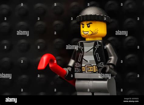 Tambov, Russian Federation - January 13, 2021 Lego robber minifigure ...