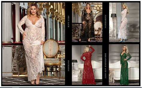 Amazon Ohyeah Plus Size Long Gown Lingerie Floral Lace Nightgown Lace Maxi Maternity Dress