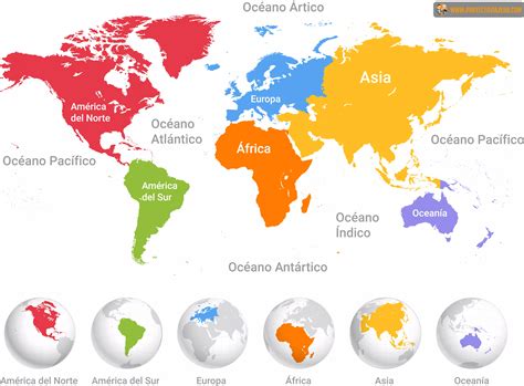 Mapas De Todos Los Continentes Y Los Países Que Los Componen