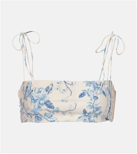 Primavera Floral Bikini Top In Blue Agua By Agua Bendita Mytheresa