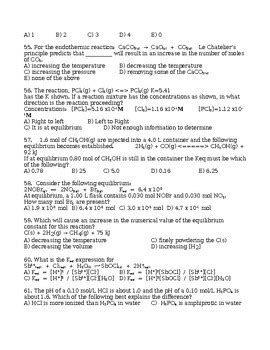 Multiple Choice Chemistry Final Exam Sch U Chemistry Exam With