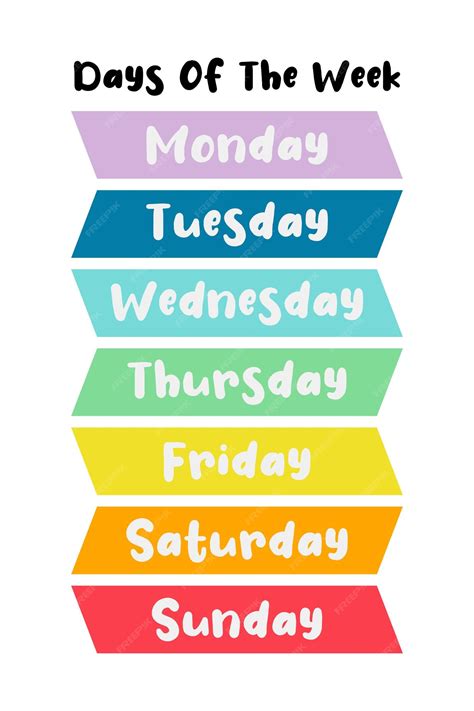Premium Vector Days Of The Week Educational Wall Art Poster