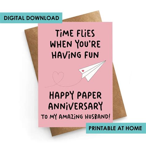 Digital Download Printable Anniversary Card Paper Anniversary Card