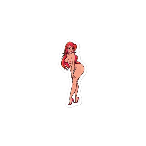 Jessica Rabbit Inspired Nude Pinup Waifu Bubble Free Stickers Moon Flower Studio After Dark