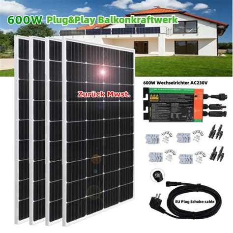 MONO GLAS SOLARPANEL 600W Balkonkraftwerk Mini PV Solaranlage