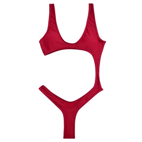 Buy Trangel Cut Out Sexy One Piece Swimsuit Solid