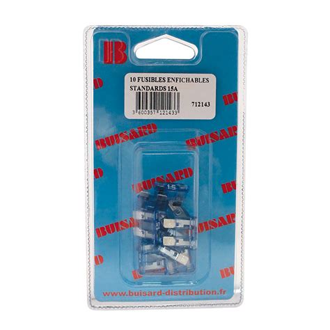 10 FUSIBLES ENFICHABLES STANDARD 15A BLEU